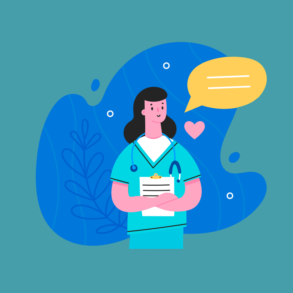 nurse with speech bubble